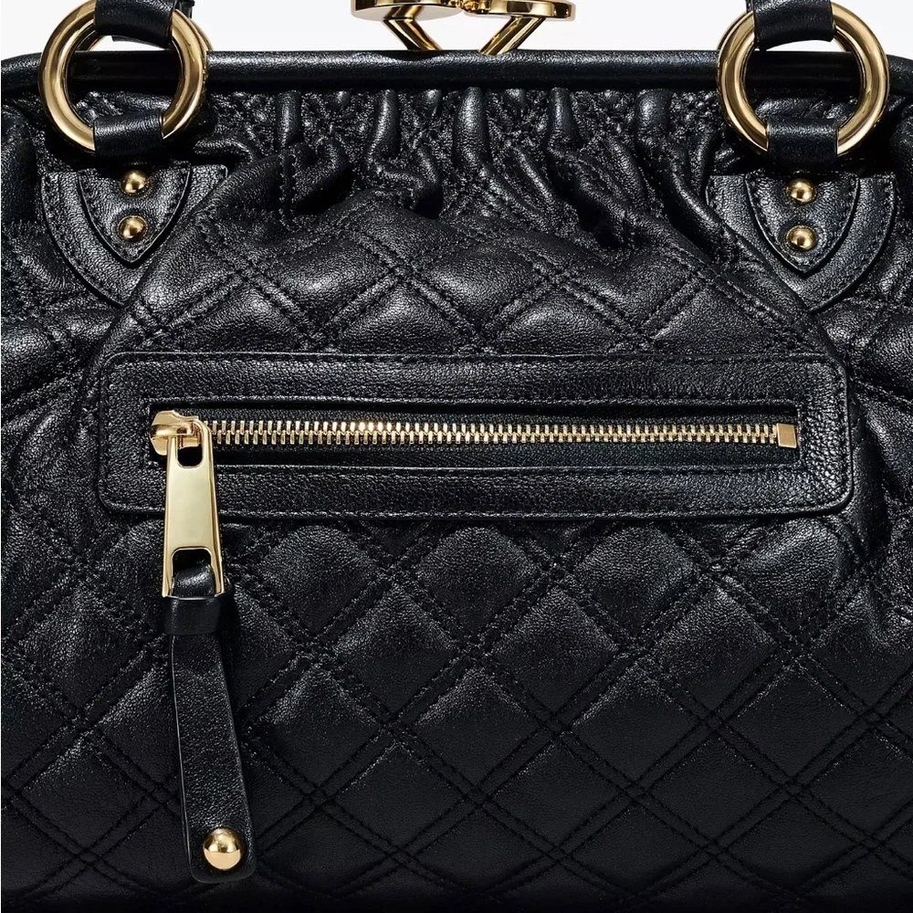 Marc Jacobs Stam Bag Black Quilted Leather Handbag with Gold Chain - Picture 3 of 13